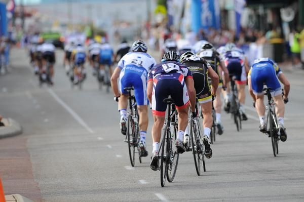 Riders at the back struggling to keep up with the high pace