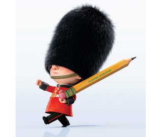 Character animation: beefeater with pencil