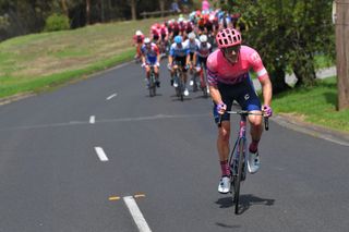 EF Pro Cycling’s Jonas Rutsch is chased down by the main field after going on the attack at the 2020 Cadel Evans Great Ocean Road Race