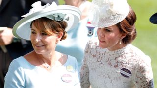 Carole Middleton and Catherine, Princess of Wales attend day 1 of Royal Ascot at Ascot Racecourse on June 20, 2017