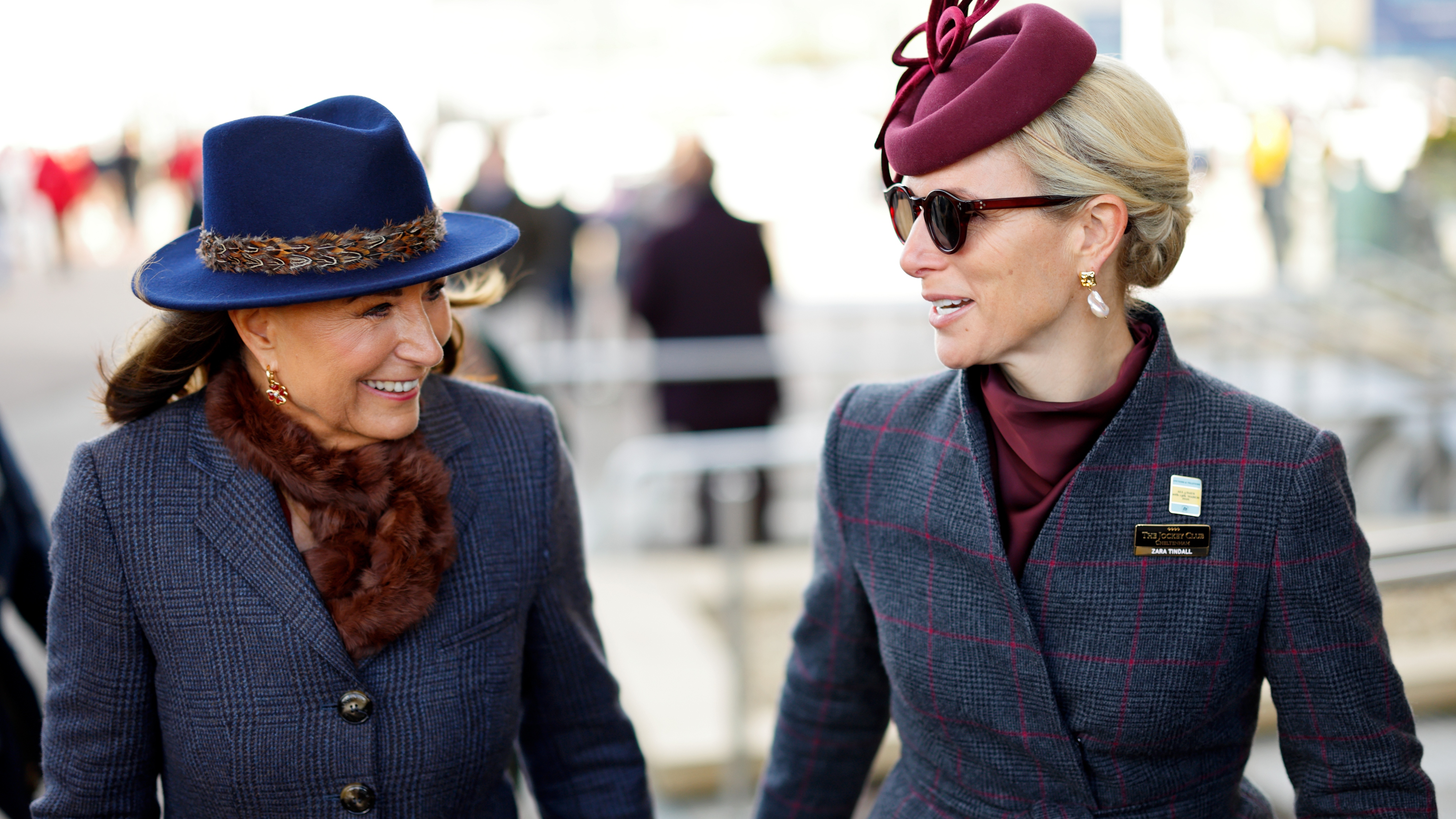 Carole Middleton and Zara Tindall attend day 2 'Ladies Day' of the Cheltenham Festival at Cheltenham Racecourse on March 11, 2026