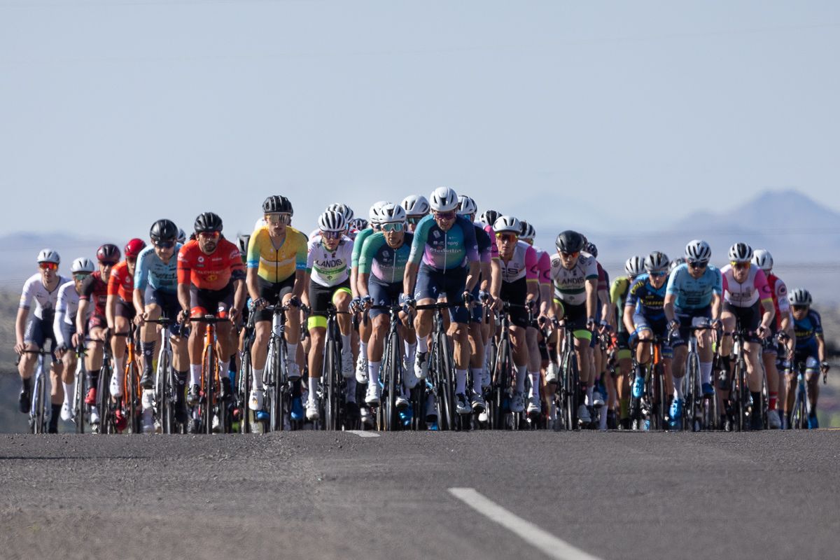 Team Medellin - EPM patrolled the front of the field on the way up to the first KOM points in Pinos Altos