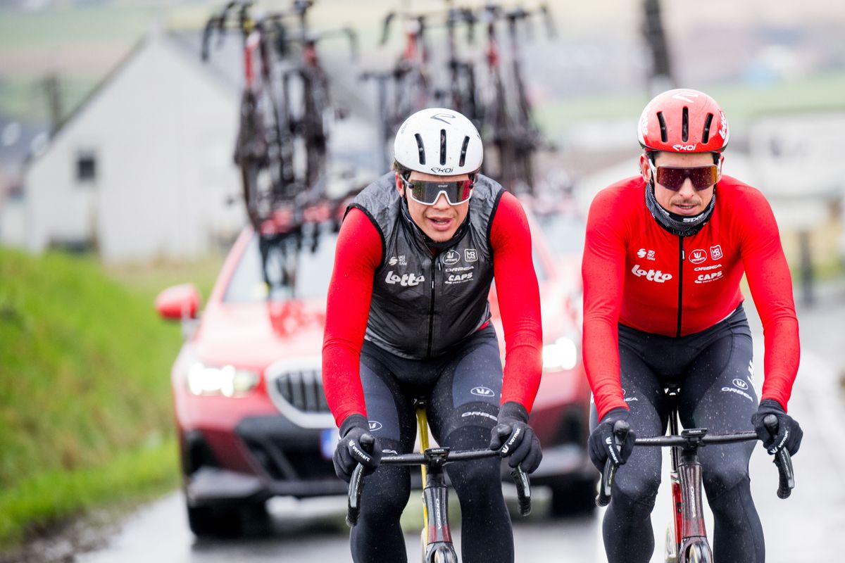 Mandatory Credit Photo by Shutterstock 15170876bbBelgian Arnaud De Lie of Lotto Cycling Team pictured in action during a track reconnaissance session ahead this weekends oneday cycling race Omloop Het Nieuwsblad opening race of the Flemish classic one day races season Thursday 27 February 2025Cycling Omloop Track Reconnaissance Gent Belgium 27 Feb 2025