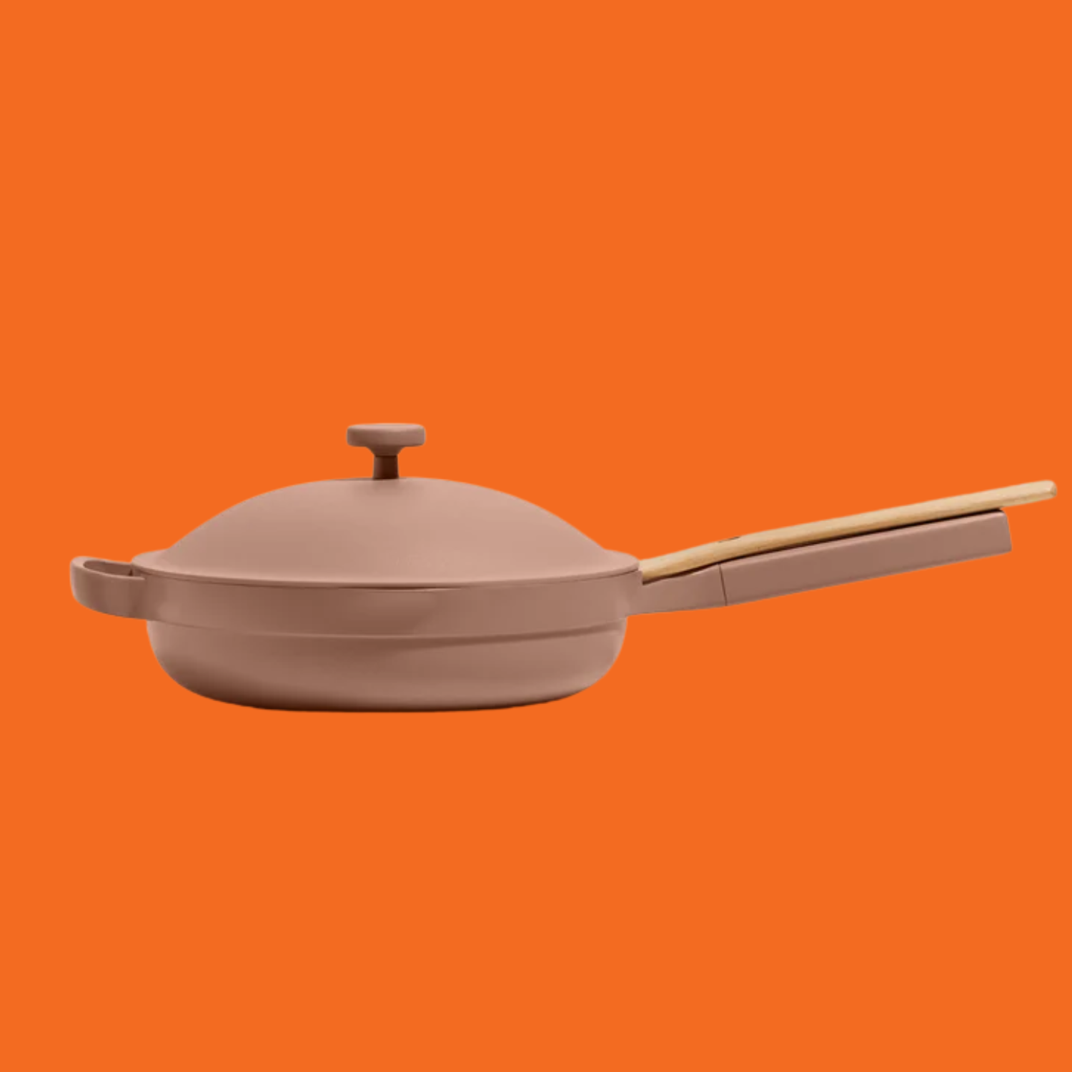 A lightly brown beige ceramic pan