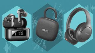 A selection of Tozo headphones and speakers.