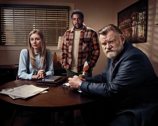 (From l.): Justine Lupe, Jharrel Jerome and Brendan Gleeson of crime drama ‘Mr. Mercedes.’