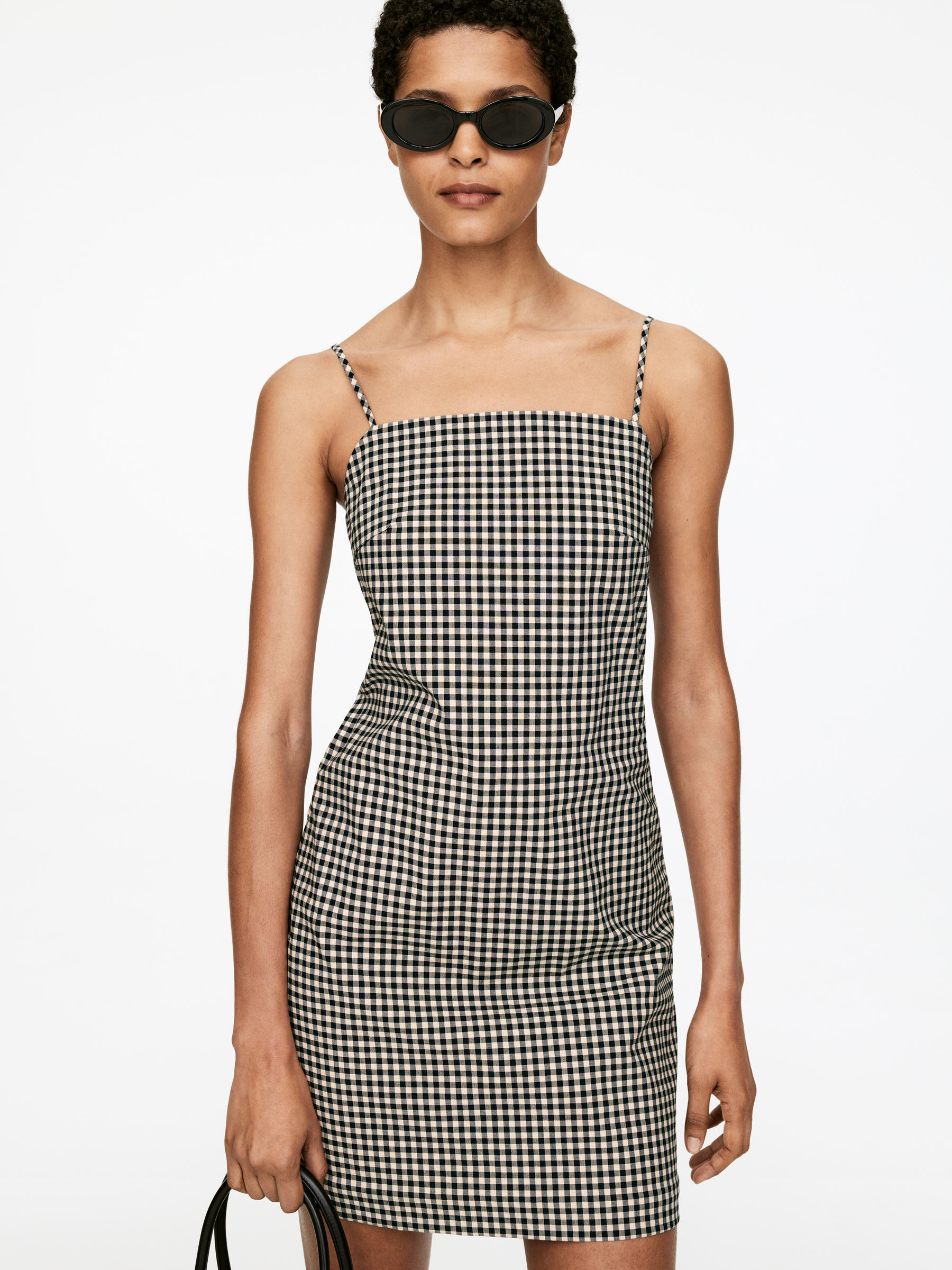 Mini Gingham Dress – Dark Blue/beige – Women – Arket Gb