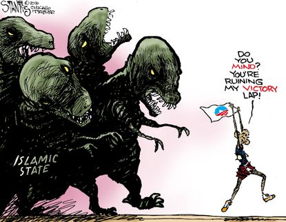 Political cartoon U.S. Obama and ISIS