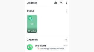 WhatsApp Status Updates screen in beta