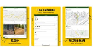 Screenshots from the Trailforks app