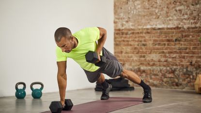 Man working out with dumbbells