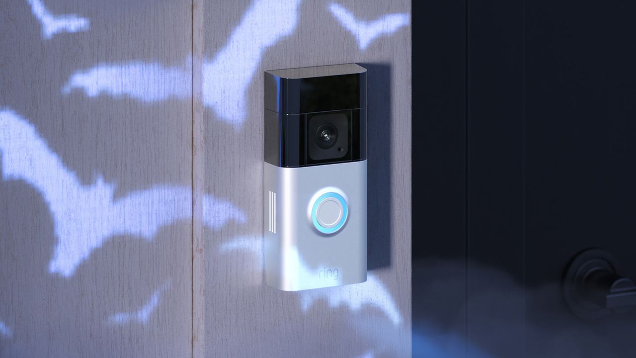 ring door bell with projected bats