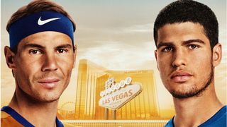 A promotional image for the Netflix Slam featuring Nadal and Alcaraz's faces