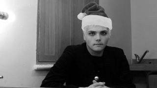 Gerard Way in a Santa hat