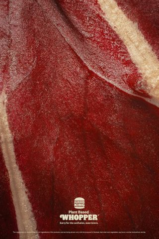 Burger King ad showing an extreme close up of a vegetable that resembles meat