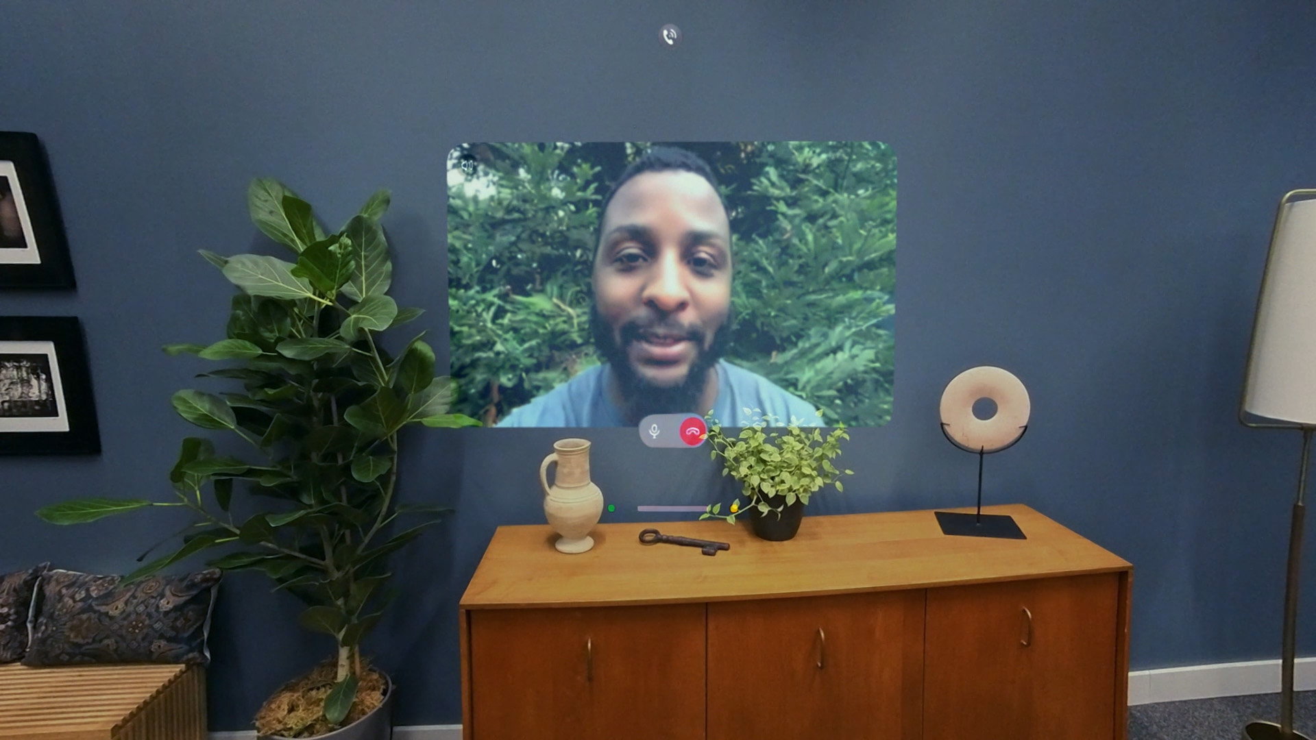 A view of the video calling UI inside Meta Orion AR Glasses