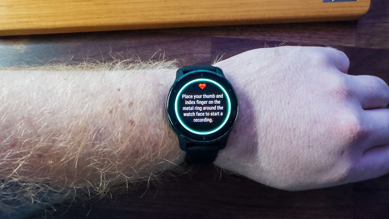 ECG app instructions on the Garmin Venu 2 Plus.