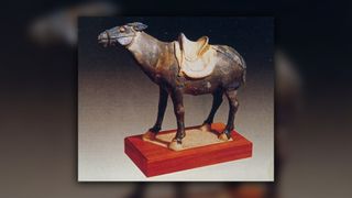 A tri-colored glazed donkey figurine from Xi'an.