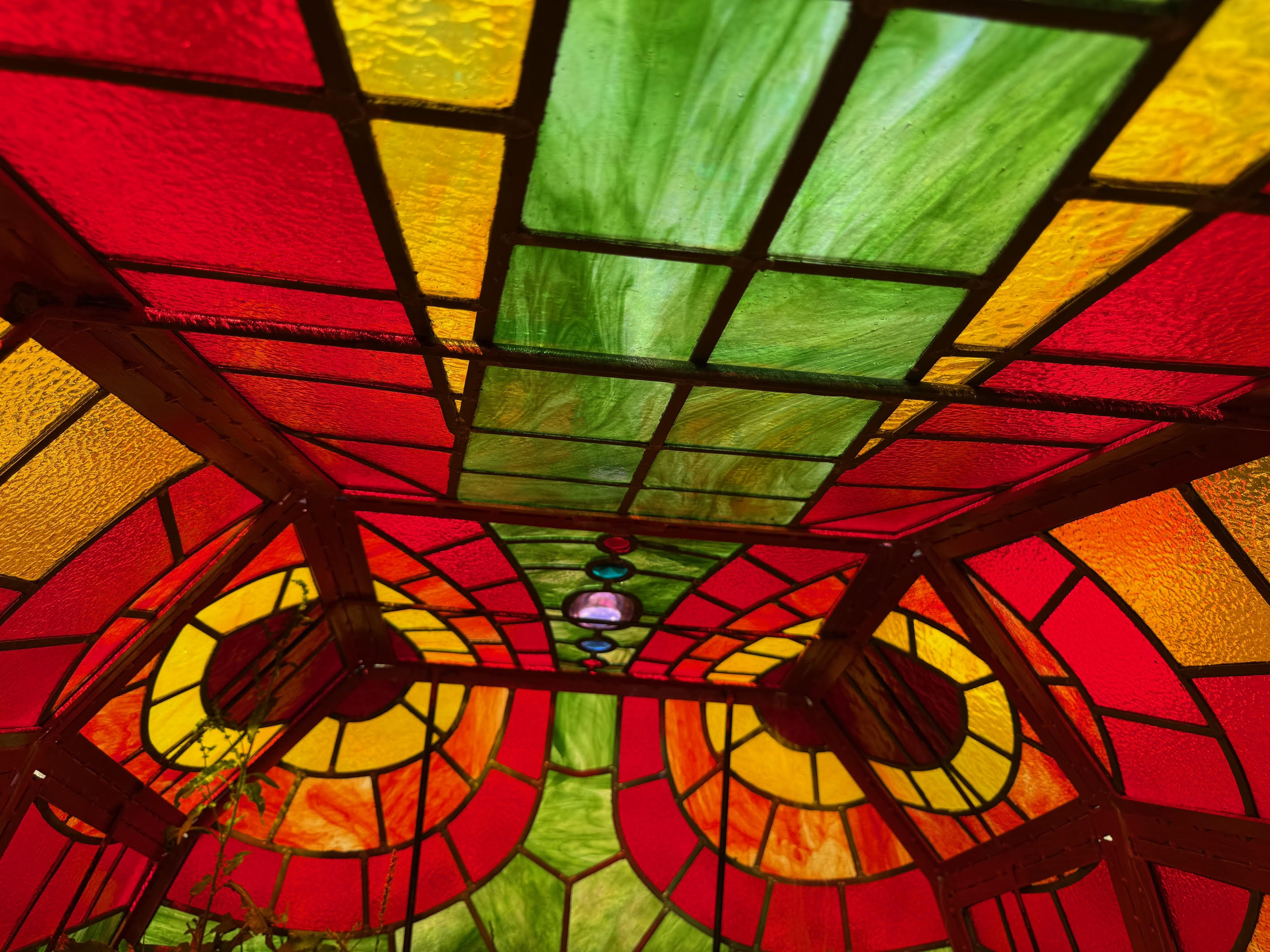 Stained glass dragon at Glastonbury