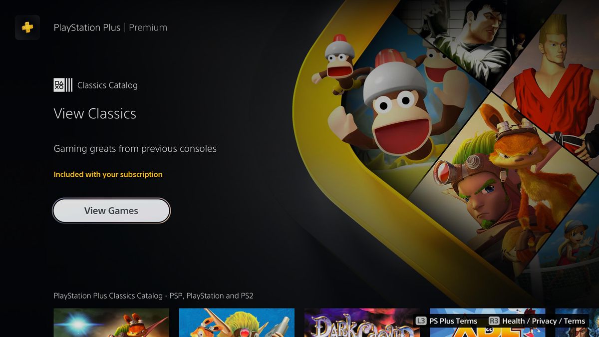 PS Plus Premium classic page