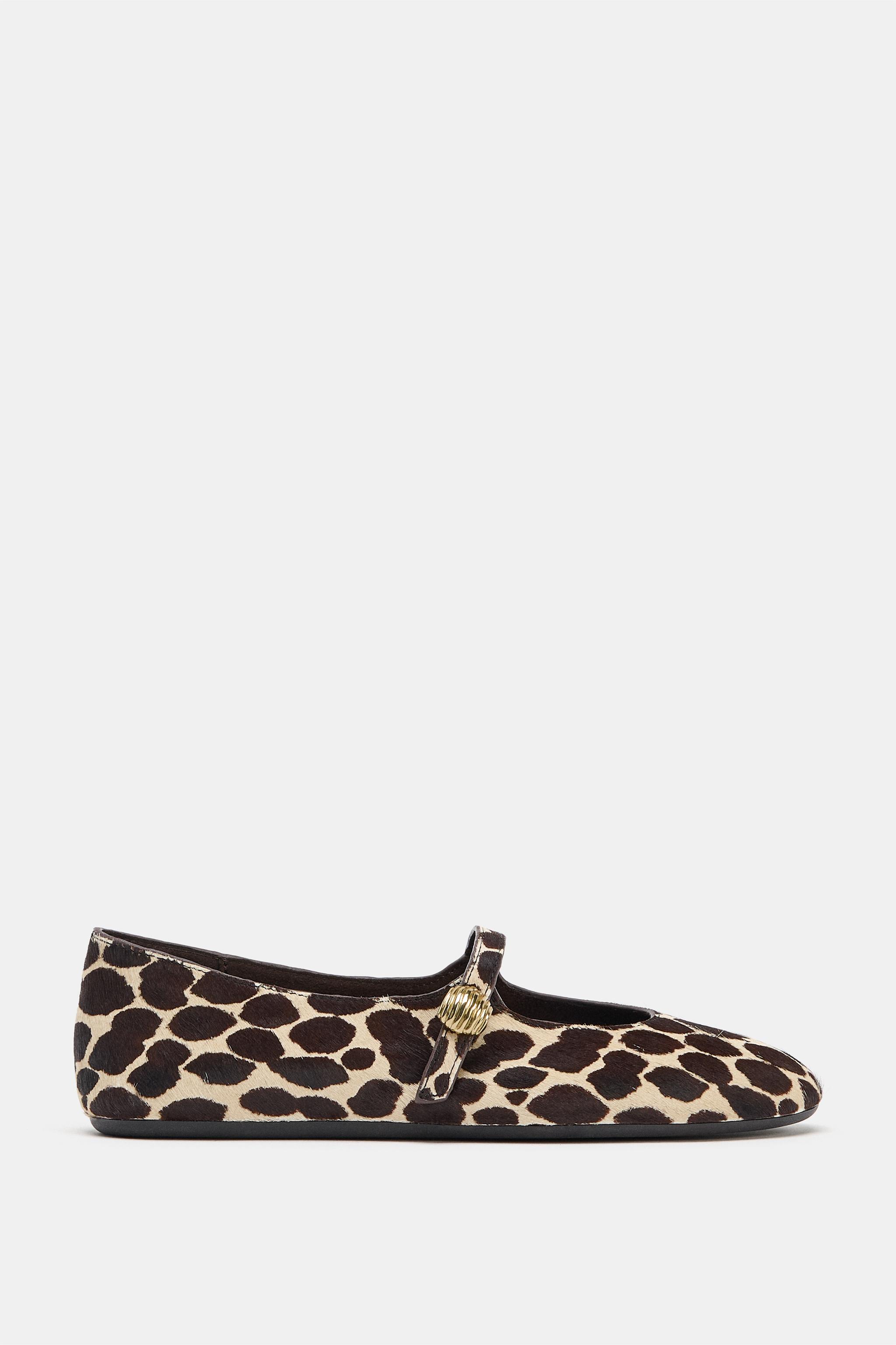 Printed Leather Ballet Flats
