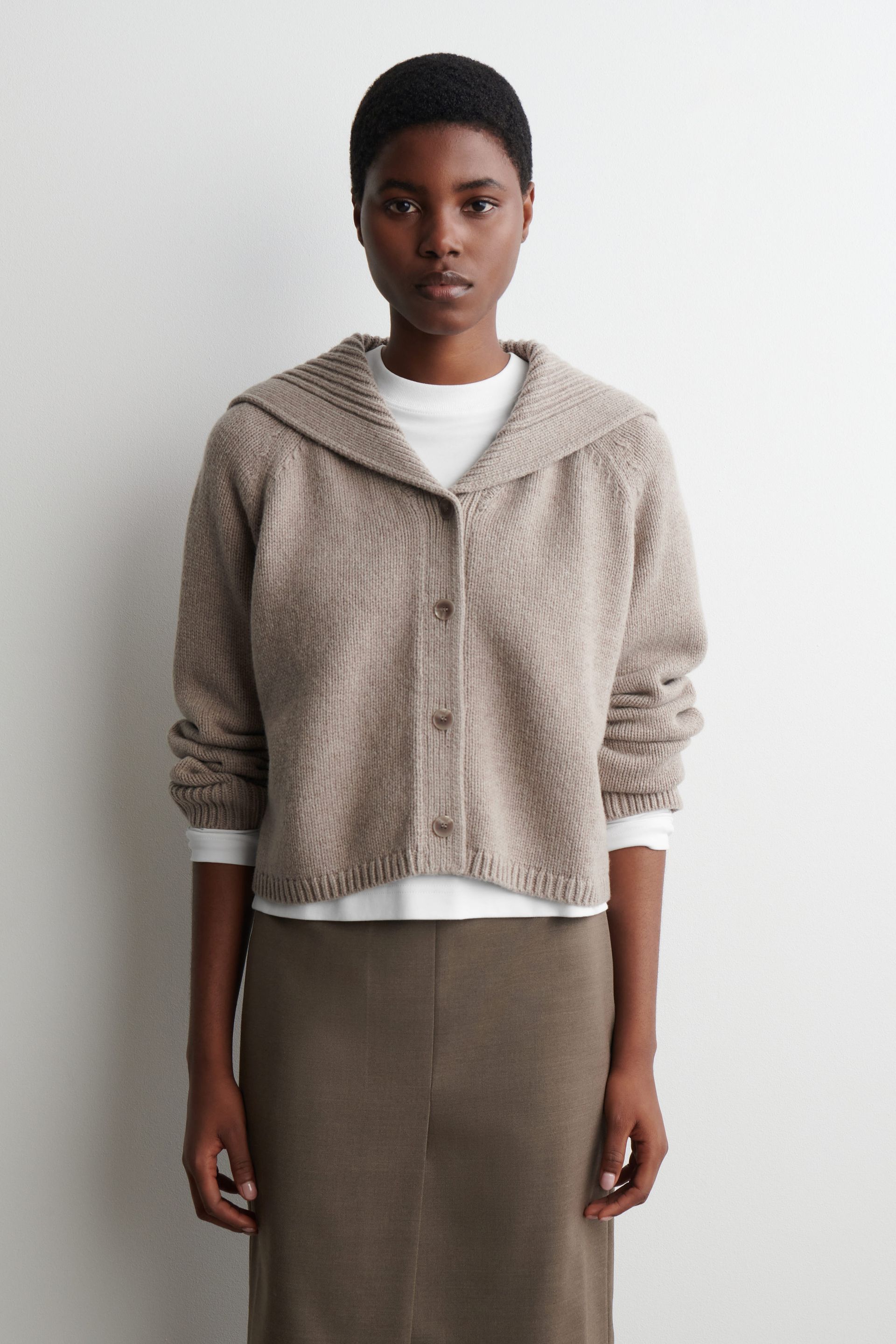Sailor-Collar Wool Cardigan