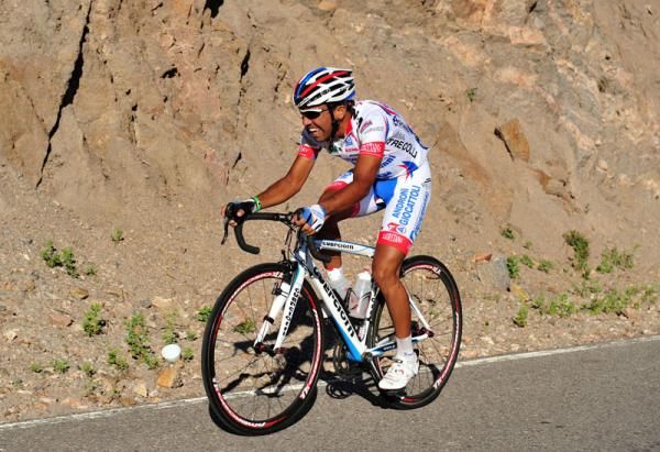 Jackson Rodriguez (Androni-Giocattoli) climbs on stage two. The Venezuelan finished the day 10 seconds down on the winner in third place.