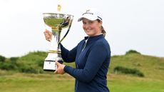 Lottie Woad with the ISPS Handa Women's Scottish Open trophy 