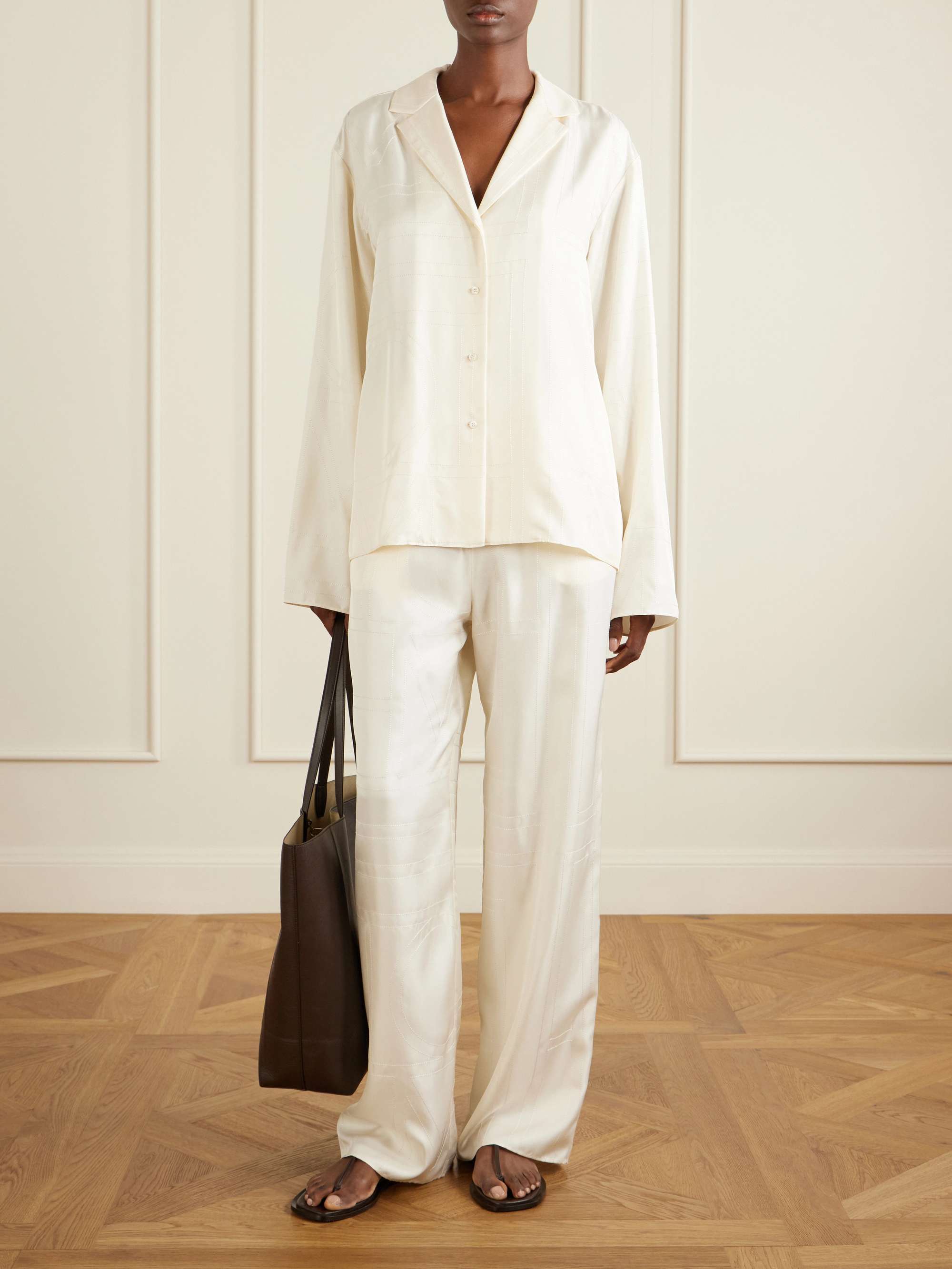 Monogram Silk Wide-Leg Pyjama Pants
