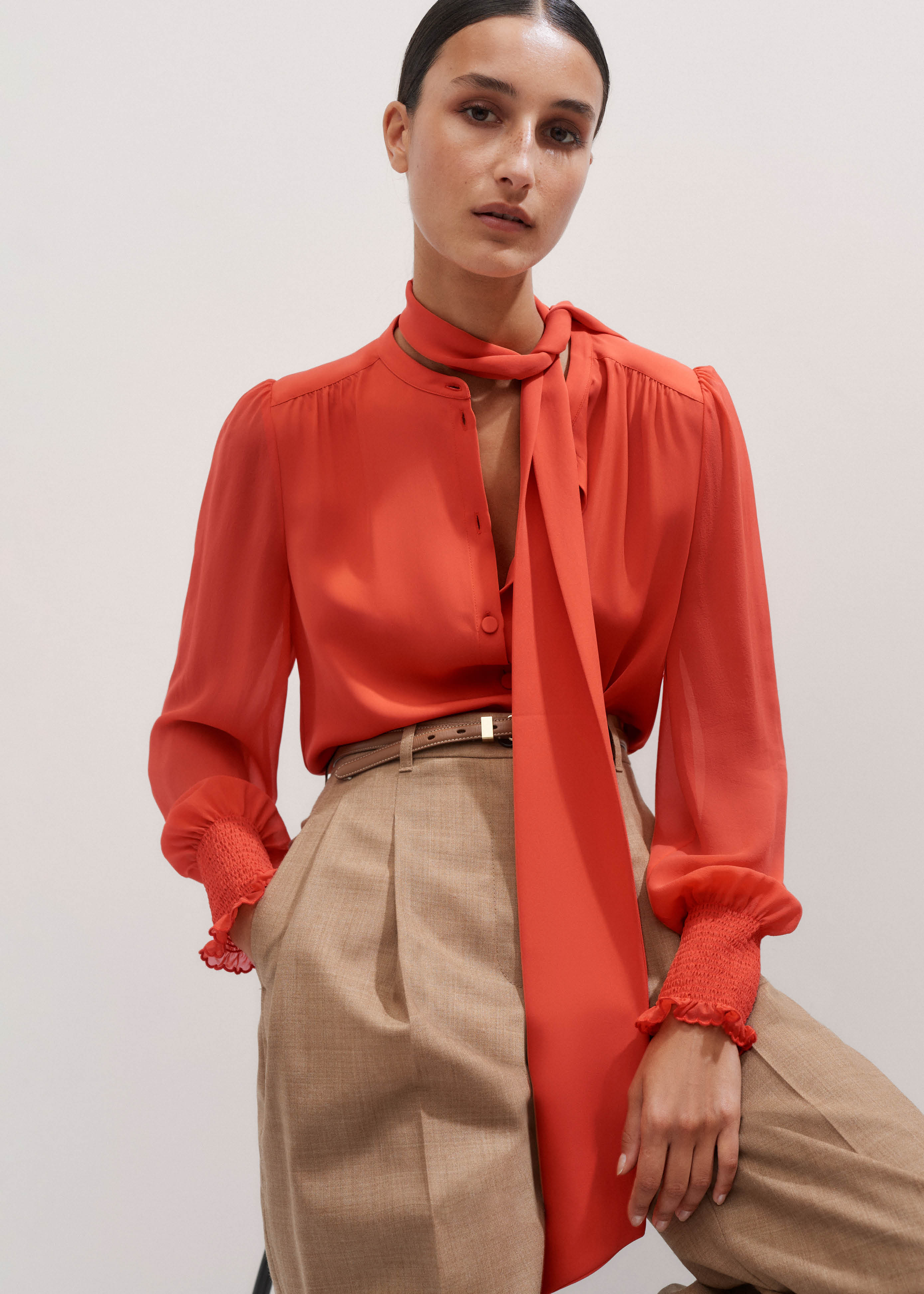 Silk Pussybow Blouse + Tie