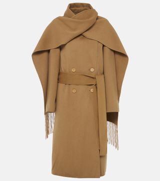 Lepage Caped Wool and Silk Wrap Coat