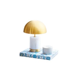 Utopia cordless table lamp with brass dome lampshade and marble finish