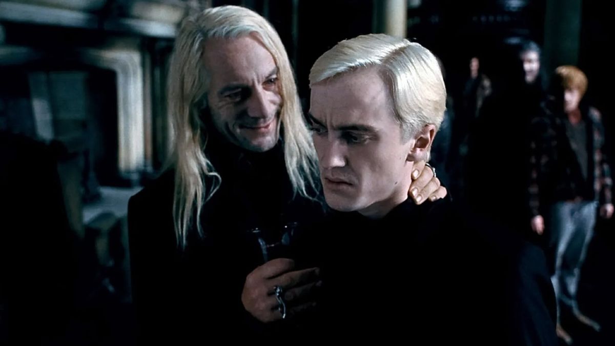 Jason Isaacs and Tom Felton in Harry Potter and the Deathly Hallows Part 1