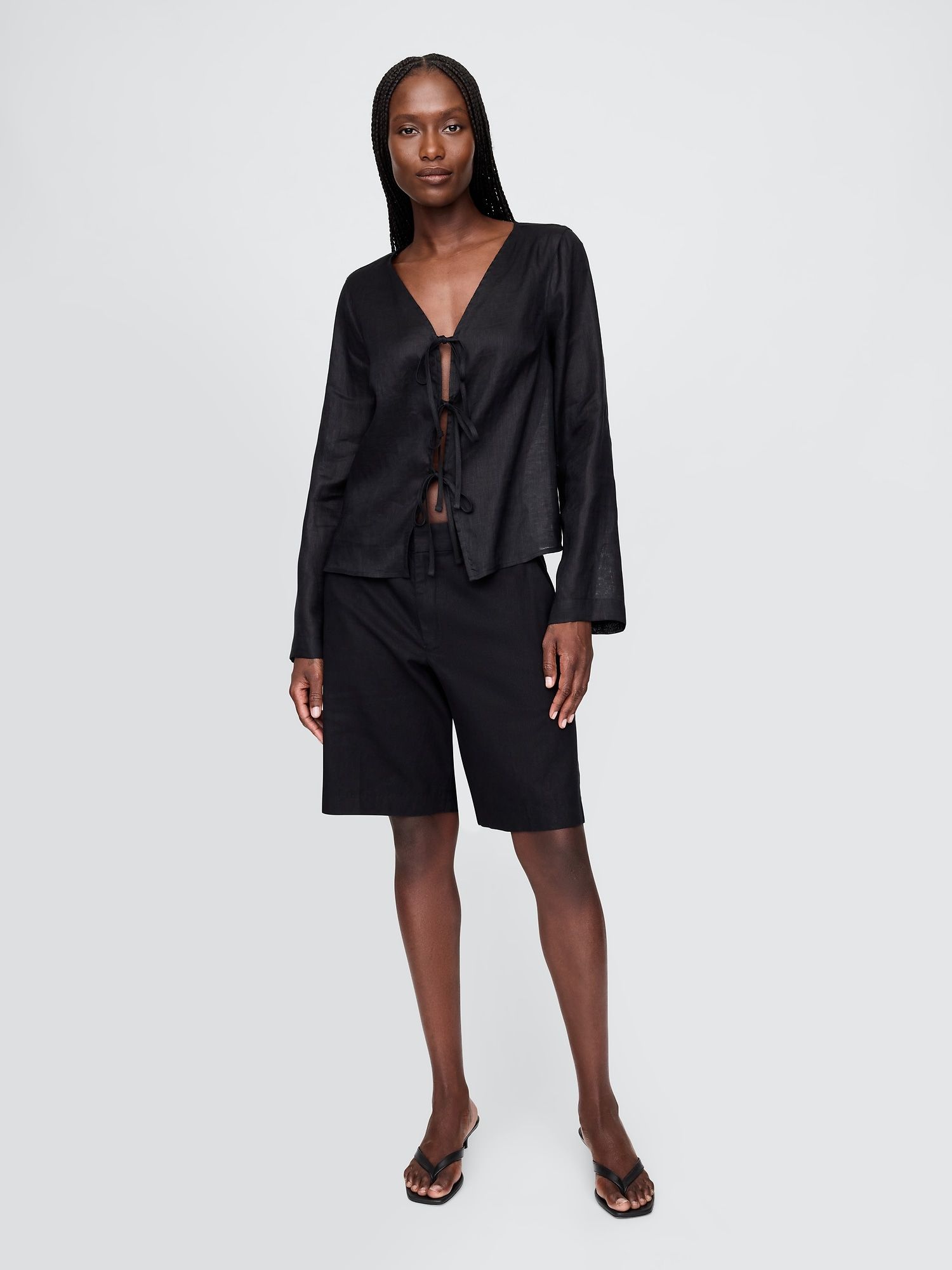 Gap, 100% Linen Tie-Front Shirt