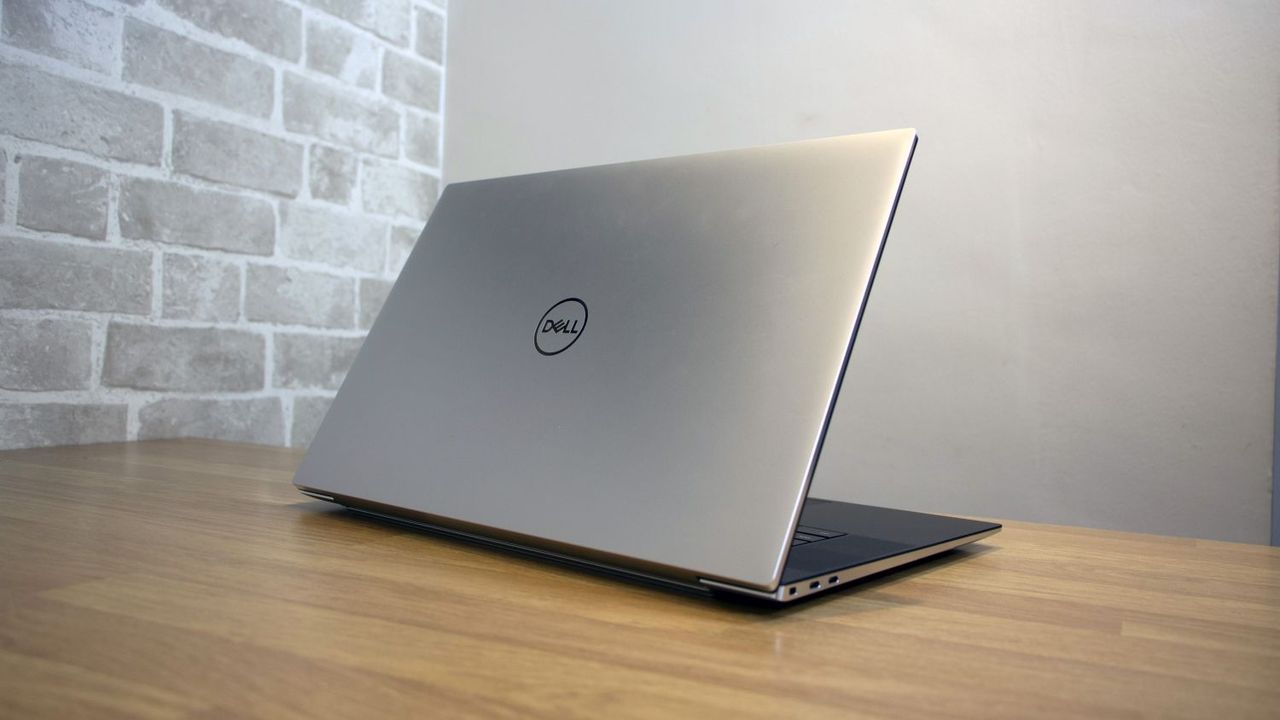 A photograph of the Dell XPS 17 from the rear