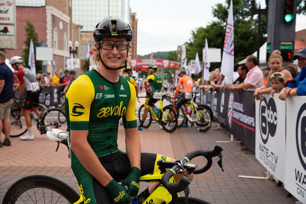 U23 road race champion Lance Haidet gets ready for the USPro criterium
