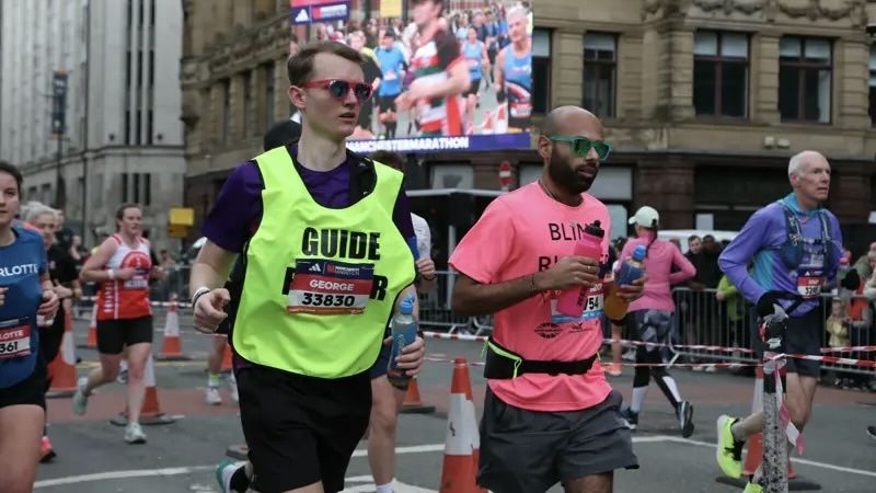 World record claim for blind runner in Manchester Marathon