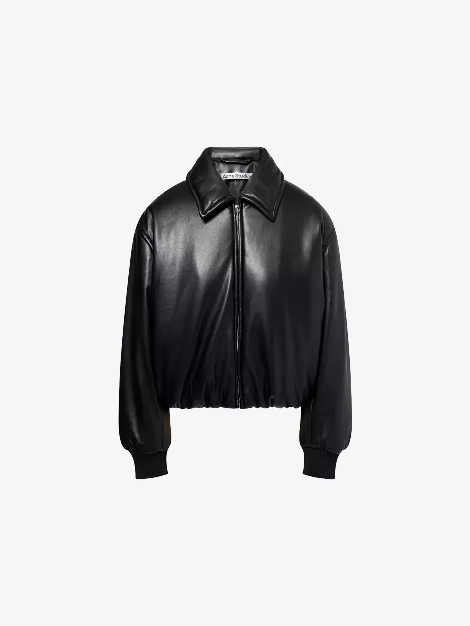 Padded Relaxed-Fit Faux-Leather Jacket