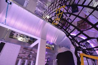 A view from inside Bigelow Aerospace’s full-scale model of a BA 330 commercial space habitat. The module has a 22-foot-wide interior (6.7 meters) when fully expanded in low-Earth orbit, allowing it to support a crew of six.