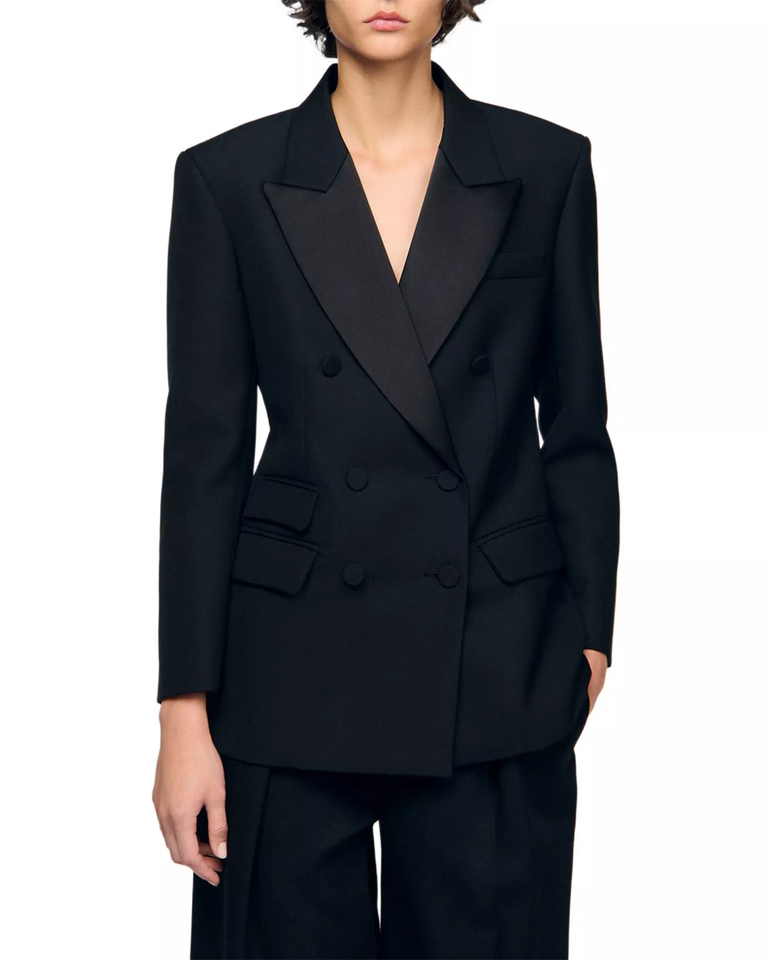 Moncea Satin Lapel Blazer