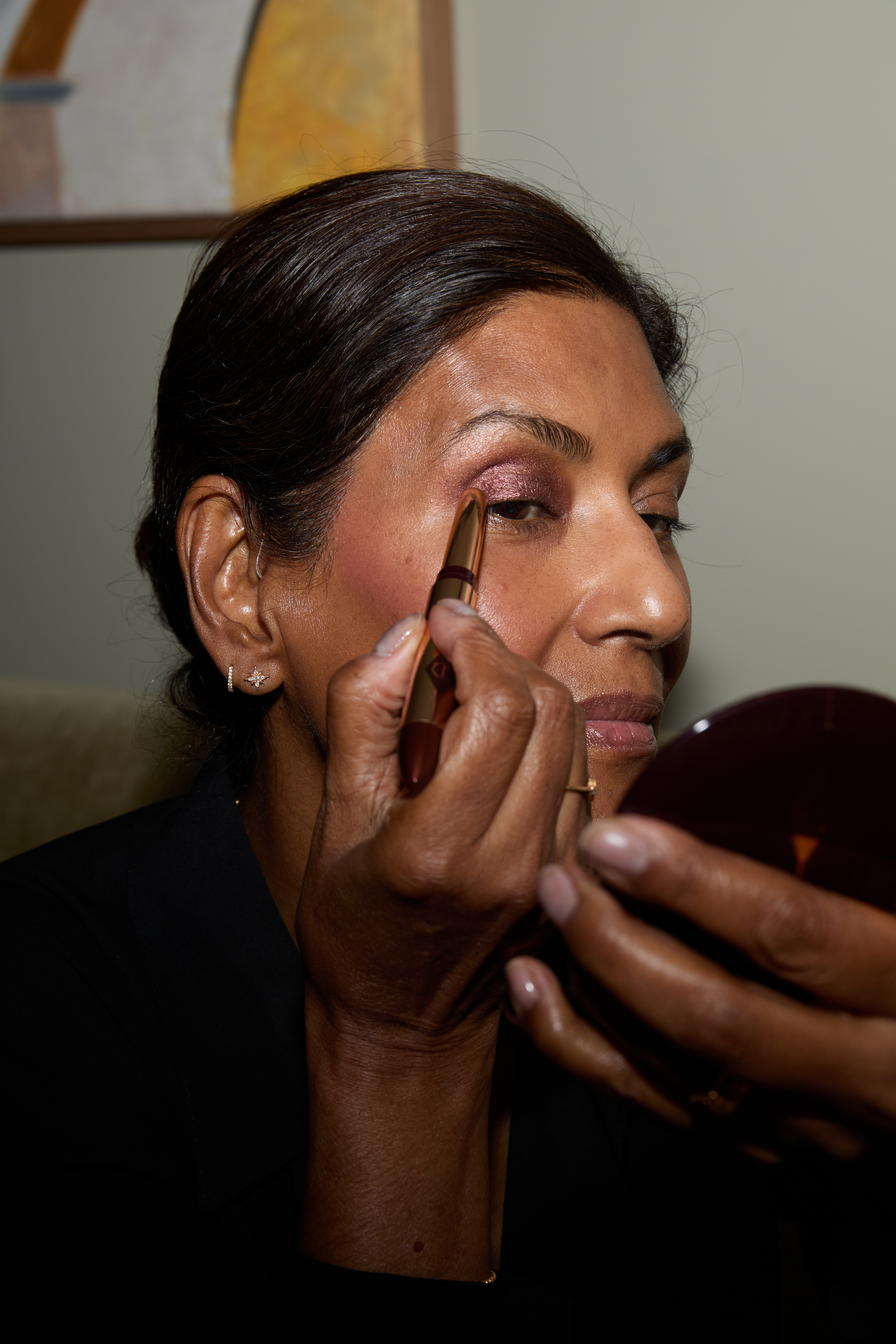 Ruby Hammer MBE testing the Charlotte Tilbury Exagger-Eyes Easy Eyeshadow Stick