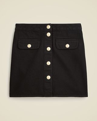 Button-Front Denim Mini Skirt