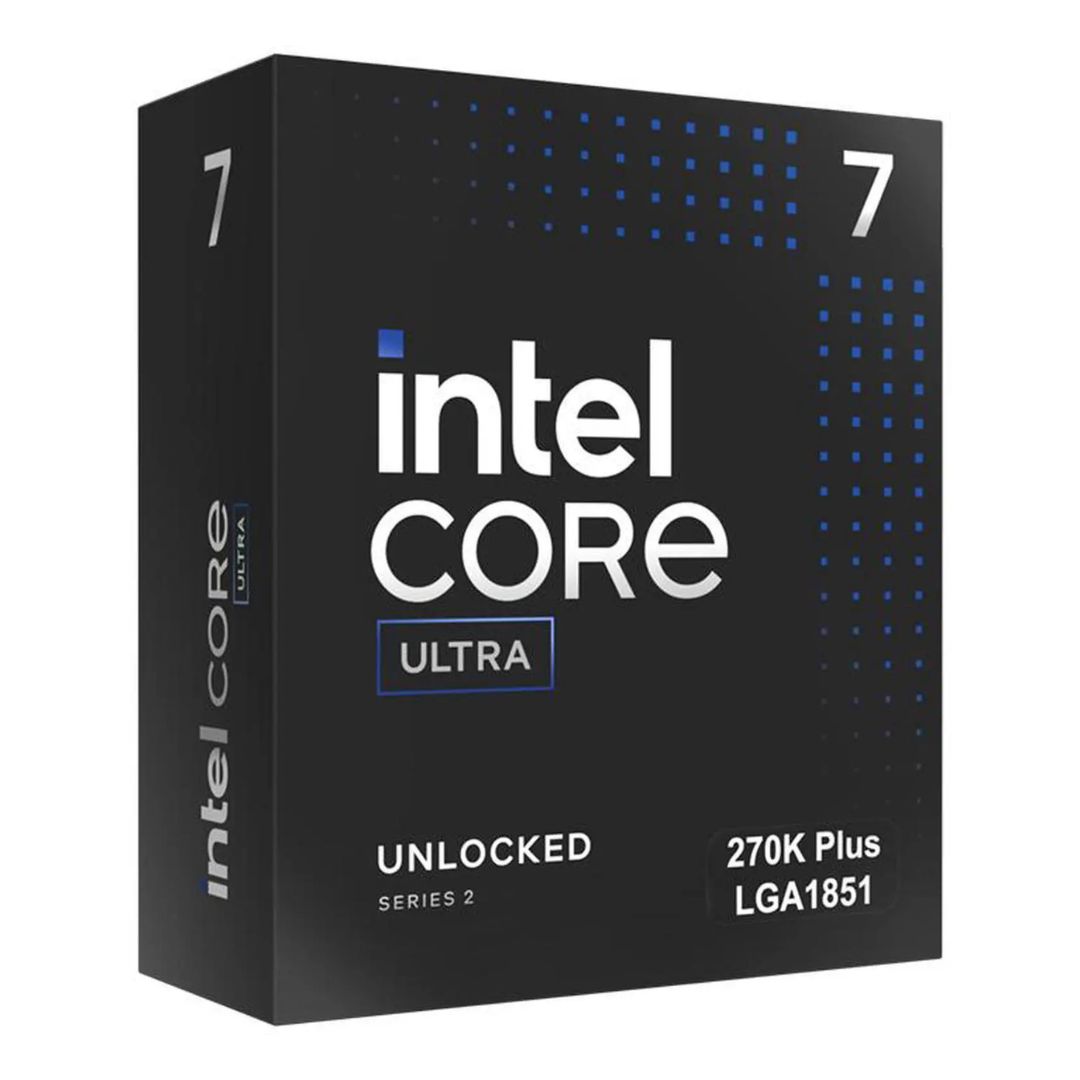 The packaging for the Intel Core Ultra 7 270K Plus on a white background