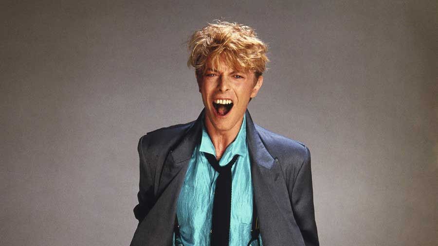 David Bowie wearing a suit - studio portrait