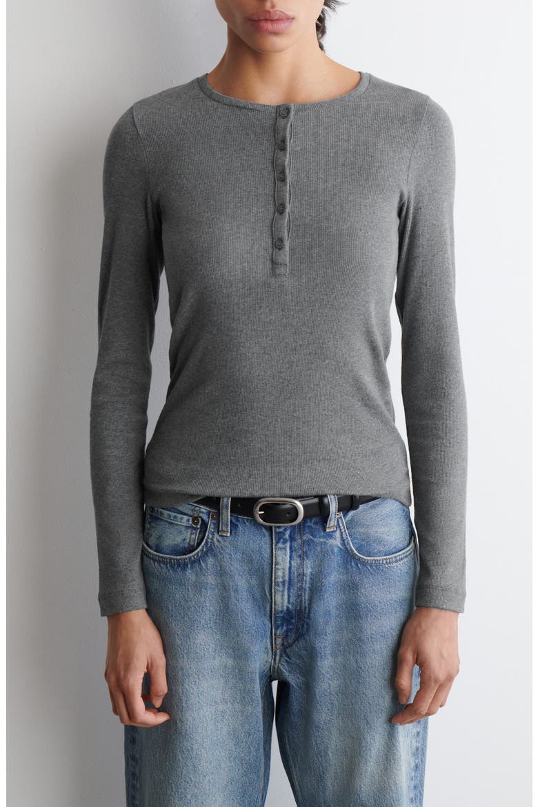 Long Sleeve Stretch Organic Cotton Rib Henley