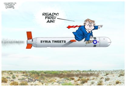 Political cartoon U.S. Trump tweets Syria