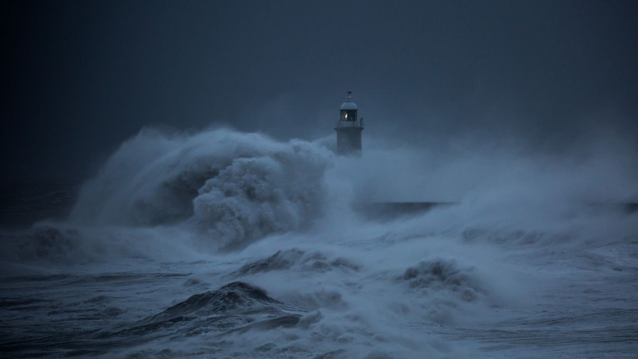 When will Storm Dudley end as it follows on from Storm Arwen in 2021 which caused giant waves in Tynemouth