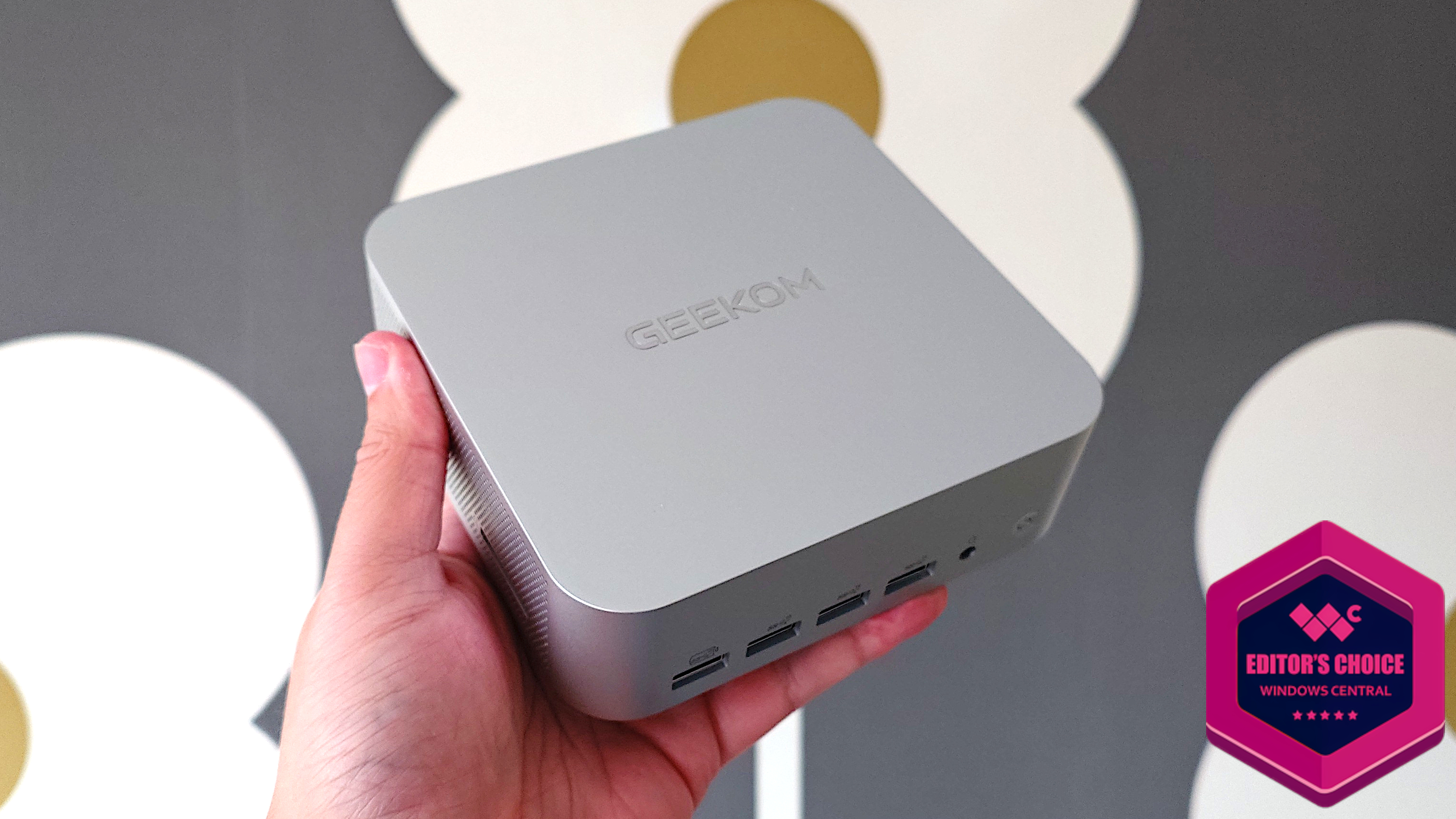 Geekom A9 Max mini PC with Windows Central Editor&#039;s Choice badge. 