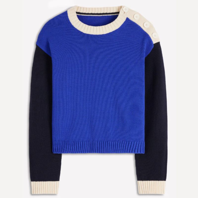 colour blocked cotton jumper