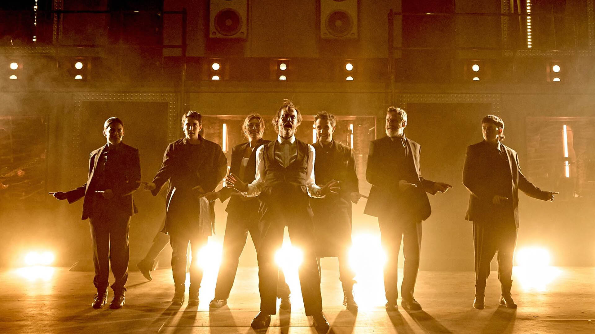 A photo of a Hamlet Hail to the Thief production. 